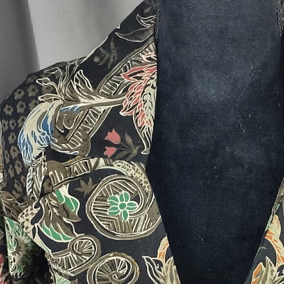 Mary Bays (Victoria Royal) Vintage Beaded Floral Print Silk Blazer, Size 4 - Picture 3 of 12